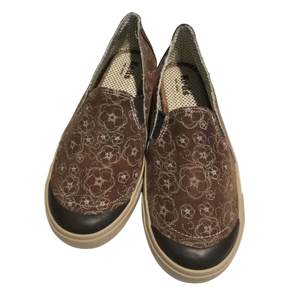 Keds Womens Brown Corduroy Floral Slip On Sneakers Round Toe Flats Size 8